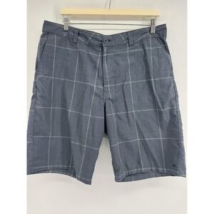 O'Neill Chino Shorts Mens 36 Gray Plaid Flat Front Golf Casual Microfiber